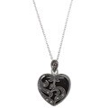 Sterling Silver Onyx and Marcasite Heart Necklace
