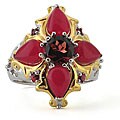 Michael Valitutti Sterling Silver Two-tone Multi-gemstone Ring