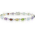 Sterling Silver Multi-gemstone Link Bracelet