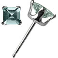 10k White Gold Square-cut Aquamarine Stud Earrings