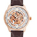 Akribos XXIV Men's Saturnos Rose Gold Skeleton Dial Automatic Strap Watch