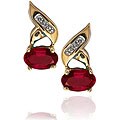 Michael Valitutti 10k Yellow Gold Created Ruby and Diamond Earrings