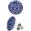 Sterling Silver Round Light Blue Crystal Earrings