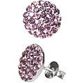 Sterling Silver Round Light Purple Crystal Earrings