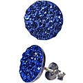 Sterling Silver Round Blue Crystal Earrings