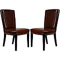 Bowery Brown Marbled Leather Side Chair (Set of 2)