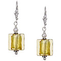 Charming Life Silver Pearl Yellow Square Earrings (3.5 mm)