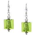 Charming Life Silver Pearl Lime Green Square Earrings (3.5 mm)