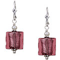 Charming Life Silver Pearl Purple Square Earrings (3.5 mm)