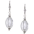 Charming Life Sterling Silver White Oval Glass Earrings