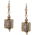 Charming Life 14k Goldfill Pearl Smoky Square Earrings (3.5 mm)