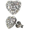Sterling Silver Clear Crystal Heart-shaped Stud Earrings