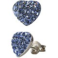 Sterling Silver Light Blue Crystal Heart-shaped Stud Earrings