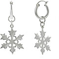 Sterling Silver Dangling Snowflake Hoop Earrings