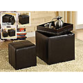 Espresso Bicast Leather Ottoman Flip-top Set