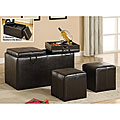 Espresso Storage Ottoman and Nesting Ottoman Set