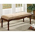 Hand-carved Wood and Deep Brown Velvet Padded Bench