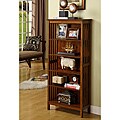 Oak Finish Solid Birch Frame Bungalow Media Shelf