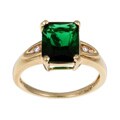 Caribe Gold 14k over Stelring Silver Green and White Cubic Zirconia Ring