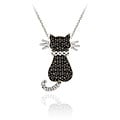 Sterling Silver Black Diamond Accent Cat Necklace