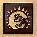 Handcrafted Iron 'Gecko In The Window' Wall Adornment (Mexico)