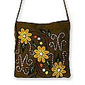 Handmade Wool 'Sunflower Dance' Messenger Bag (Peru)