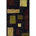 Alexa Infiniti Collection Geometric Floral Black Rug (6'7 x 9'2)