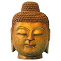 Stone and Gold Leaf Buddha Head Statue (China)