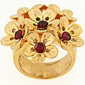 Meredith Leigh Yellow-plated Silver Rhodolite/ White Topaz Flower Ring