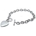 Silverplated Stainless Steel Heart Charm Bracelet