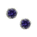 Sterling Silver Purple Cubic Zirconia 4 mm Round Stud Earrings