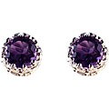 Sterling Silver Amethyst 8 mm Round Stud Earrings