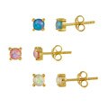 18k Gold over Sterling Silver Multicolor Opal Stud Set