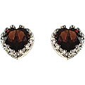 Sterling Silver Garnet 8 mm Heart-shaped Stud Earrings