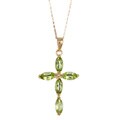14k Yellow Gold Marquise Peridot Cross Necklace