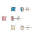 Silver Multi-colored Created Opal Stud Earrings (Case of 3 Pair)