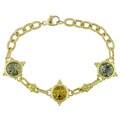 18k Yellow Gold Green Amethyst and Citrine Station Bracelet