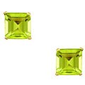 10k Yellow Gold Square Peridot Basket Setting Stud Earrings