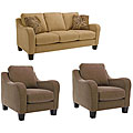 Encore 3-piece Wheat Sofa and Two Houndstooth Fabric Chair Set