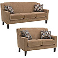 Flamingo 2-piece Camel Velvet Sofa and Loveseat Set
