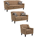 Flamingo 3-piece Camel Velvet Sofa, Loveseat, and Chair Set