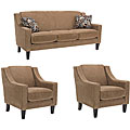 Flamingo 3-piece Camel Velvet Sofa and Two Chair Set