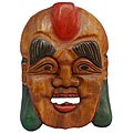 Hand-carved 'Happy Buddha' Wood Tribal Mask Wall Hanging (Thailand)