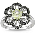 10k Gold Created Yellow Sapphire and 1/3ct TDW Black Diamond Ring