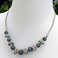 Andes Earth-tone Clay and Thread Mountain Necklace (Chile)