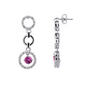 Sterling Silver Created Pink Sapphire and 1/4ct TDW Diamond Dangle Earrings ...
