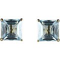 10k Yellow Gold 6-mm Square Aquamarine Stud Earrings