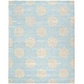 Handmade Soho Medallion Light Blue New Zealand Wool Rug (5' x 8')
