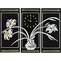 Floral 3-piece Glass Clock Set