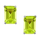 10k White Gold Basket-set Peridot Stud Earrings